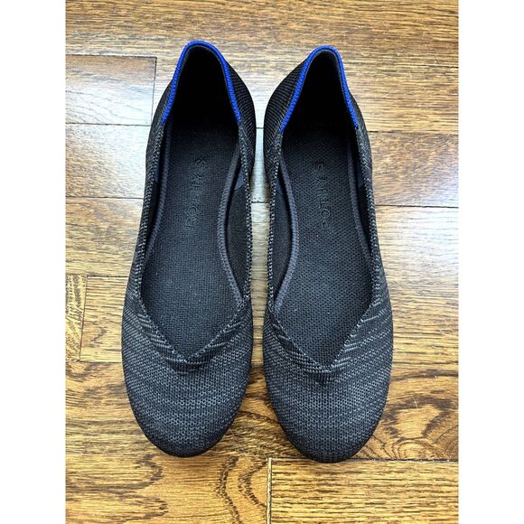 Rothy's The Flat Women's Lattice Stitch Ballet Flats Grey Black Size 7.5 - Picture 3 of 9
